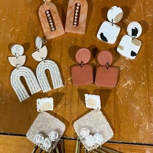 Clay baked earrings Geo, Boho